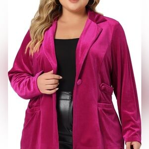 😄Hot pink NWT plus size blazer velvet feel 4X